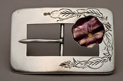 Antique Silver and Mother of Pearl Belt Buckle